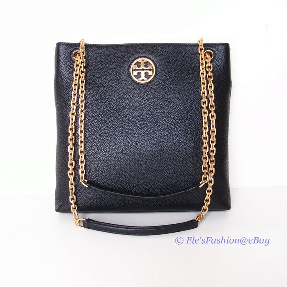 ❤️ NWT Tory Burch Carson Swingpack Chain Leather Shoulder Bag BLACK AUTHENTIC - Picture 4 of 15
